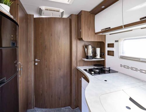 Motorhome toilet shower door